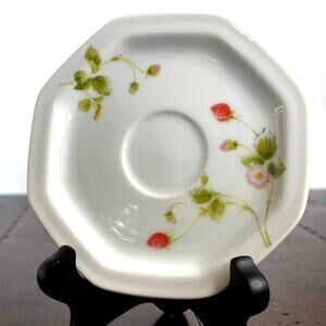 Vintage Strawberry Field Saucer by Toscany – Floral Cottagecore Tea Plate